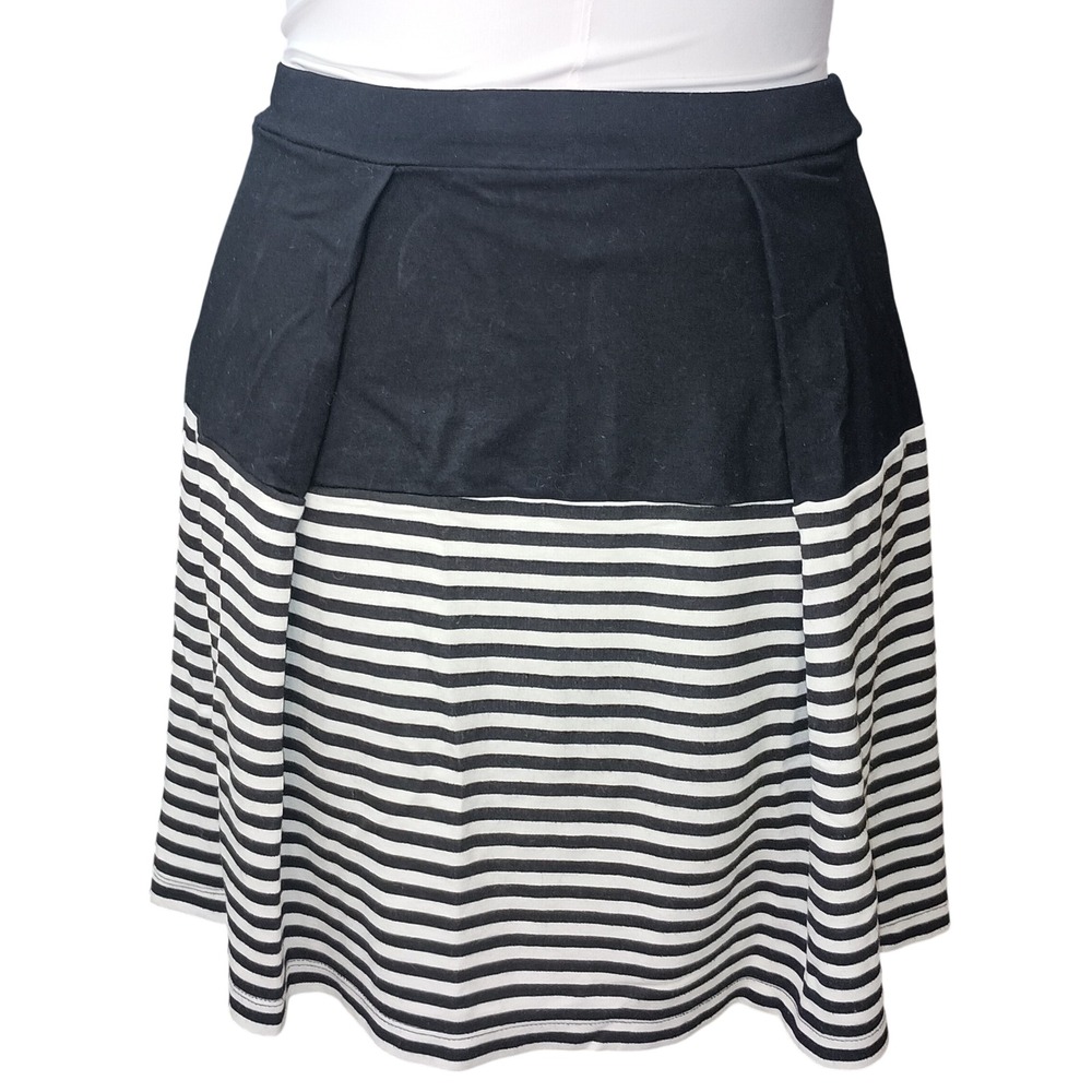 2for1 Everleigh Full Black w White Stripes Mini Skirt SKUW280